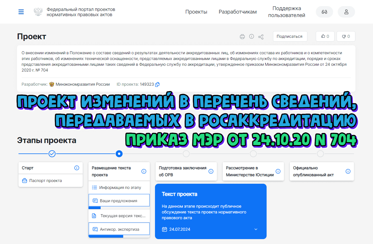 Изменения в Положении о составе сведений, передаваемых АЛ в ФСА, находятся на общественном обсуждении