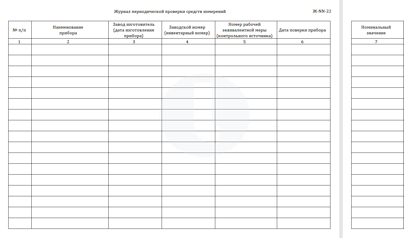 Журнал периодической проверки средств измерений
