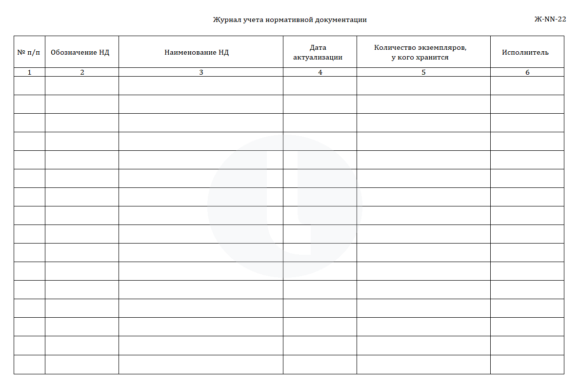Журнал учета нормативной документации