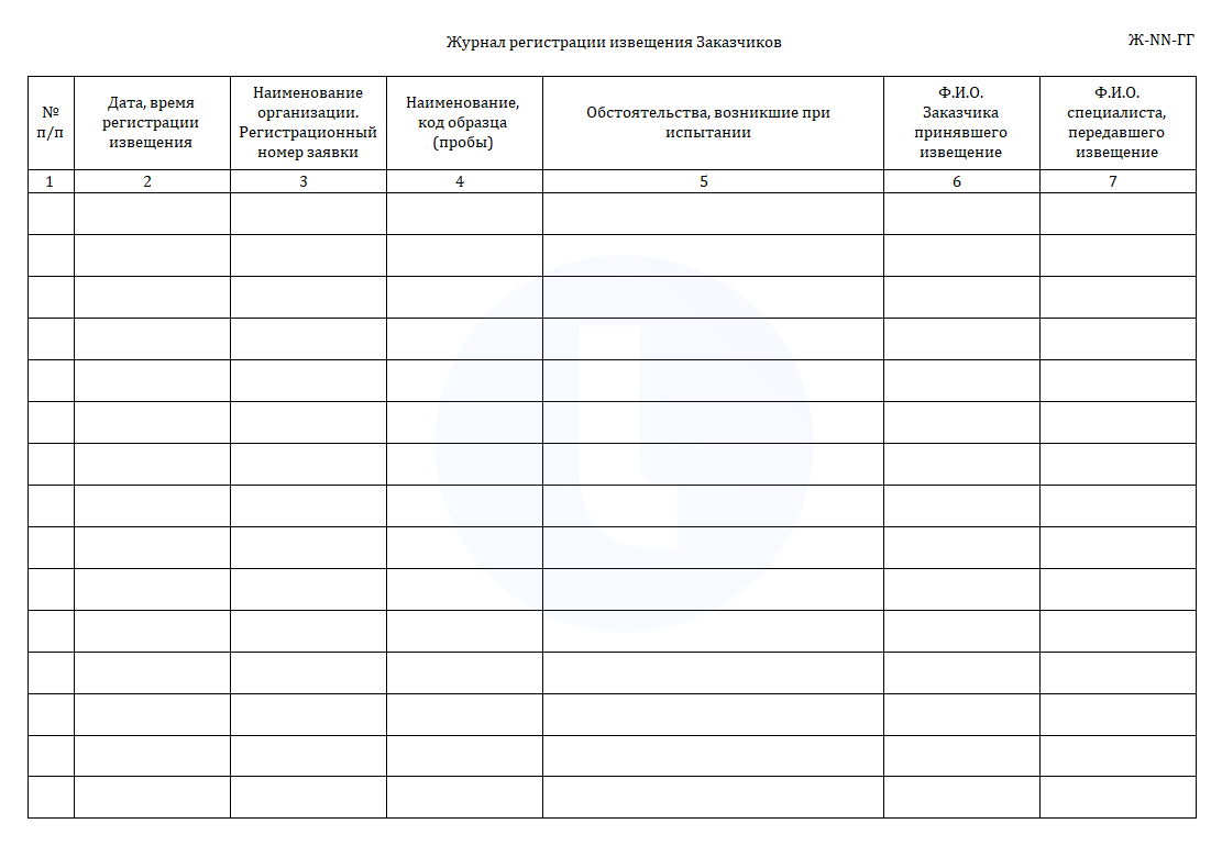 Журнал регистрации извещения Заказчиков