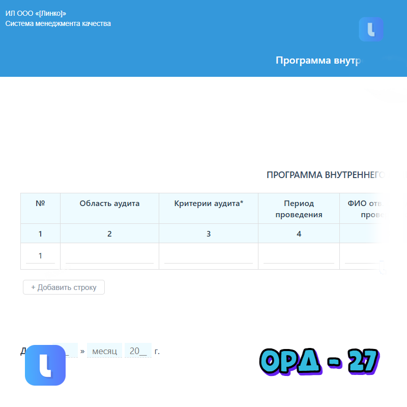 Программа внутреннего аудита