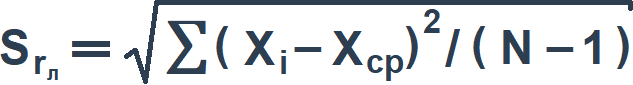 Формула расчета СКО повторяемости