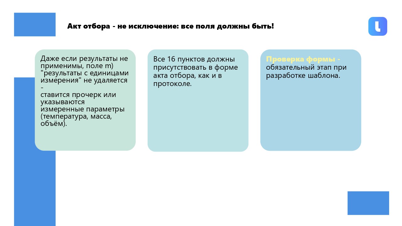 Каждый отчёт включает шестнадцать обязательных элементов