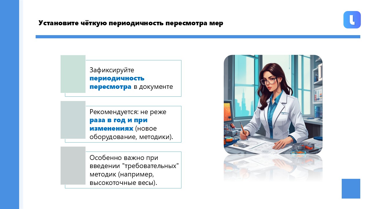 Периодичность пересмотра мер по управлению помещениями